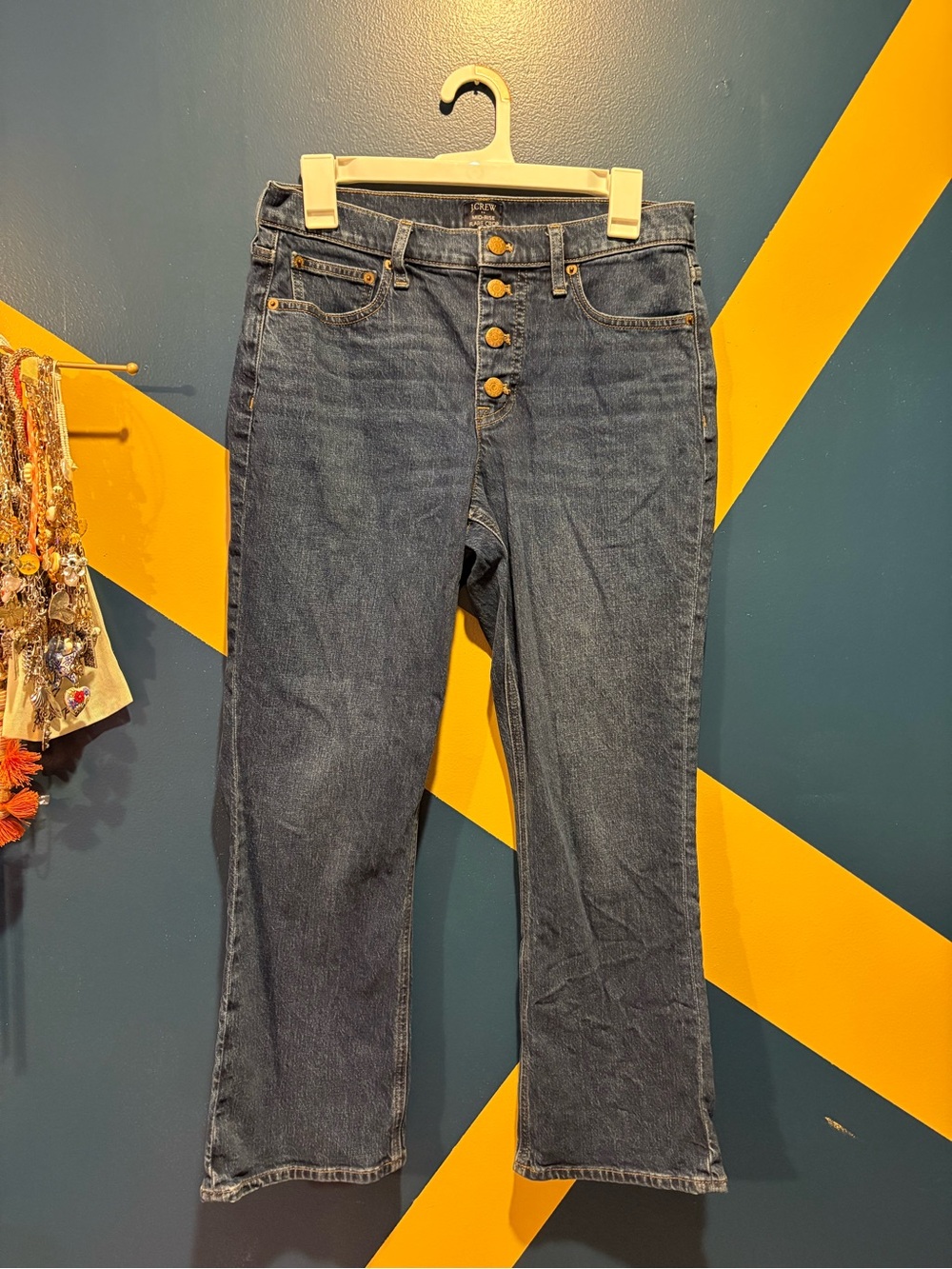 J. Crew Dark Wash Mid-Rise Cropped Flare Jeans EUC